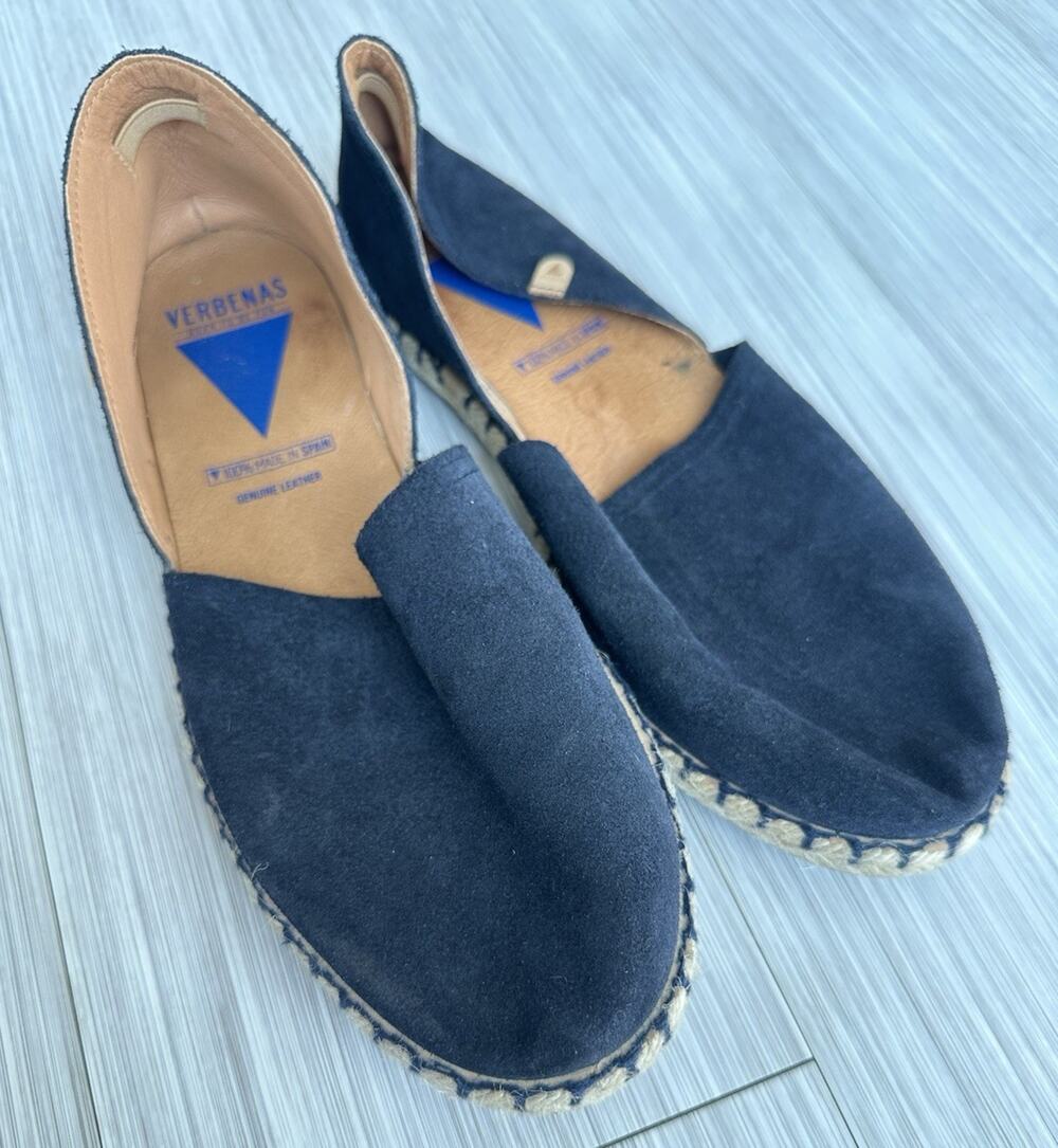 Verbenas Men’s Navy Suede Slip-On Espadrilles Casual Shoes US 9 Rubber Sole